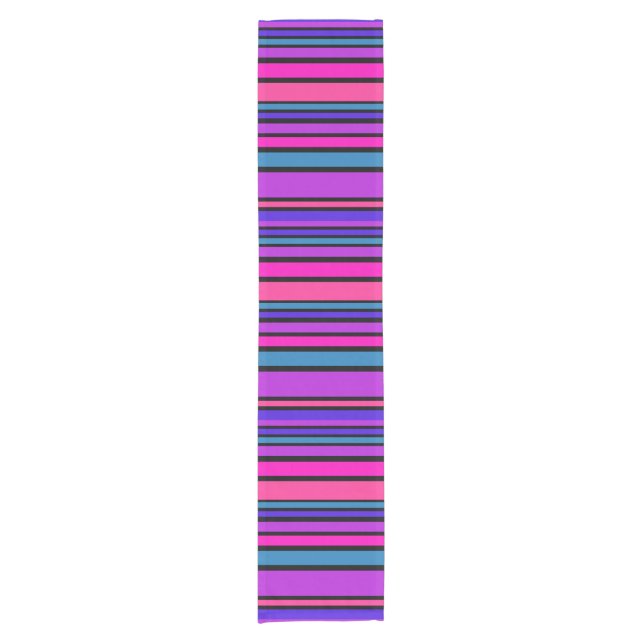 BG Stripes Pattern coloured III + your backgr. Short Table Runner (Front)