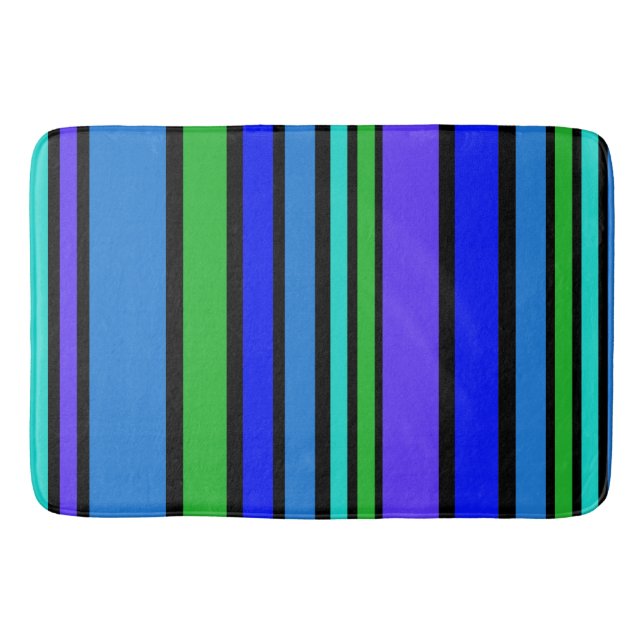 BG Stripes Pattern coloured IV + your backgr. Bath Mat (Front)