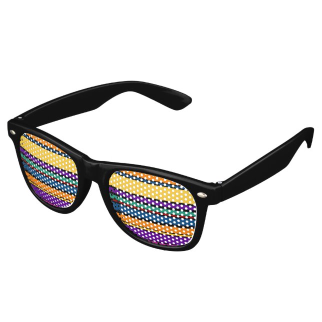 BG Stripes Pattern coloured IX + your background Retro Sunglasses (Angled)