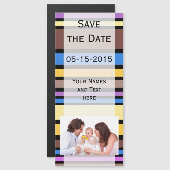 BG Stripes Pattern coloured VI + your background Magnetic Invitation (Front/Back)