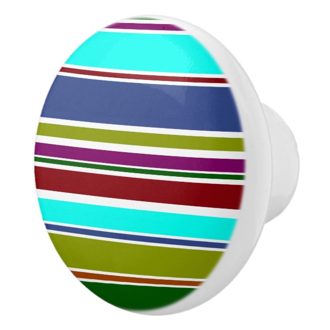 BG Stripes Pattern coloured X + your background Ceramic Knob (Right)