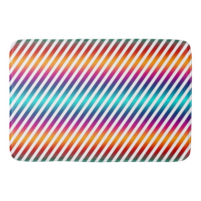 BG Stripes Pattern coloured + your backg. & ideas Bath Mat (Front)