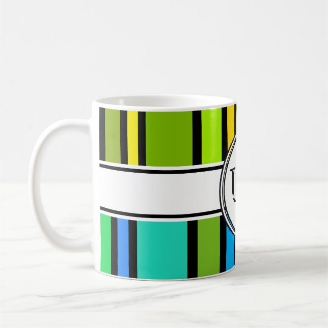 BG Stripes Pattern coloured + your text & back. Coffee Mug (Left)