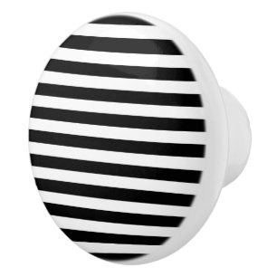 BG Stripes Pattern wide black + your background Ceramic Knob