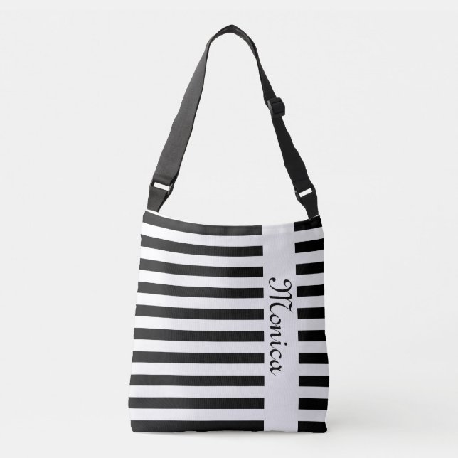 BG Stripes Pattern wide white + your backg. & idea Crossbody Bag (Front)
