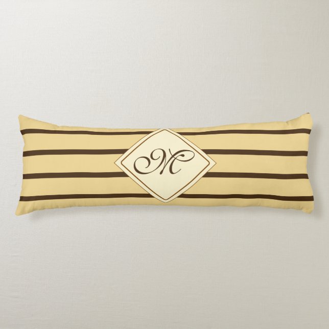 BG Stripes Pattern wride beige + your monogram Body Cushion (Front)