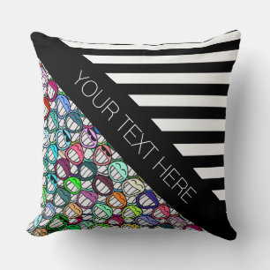 BG Stripes Pattern wride black + cool smilies Cushion