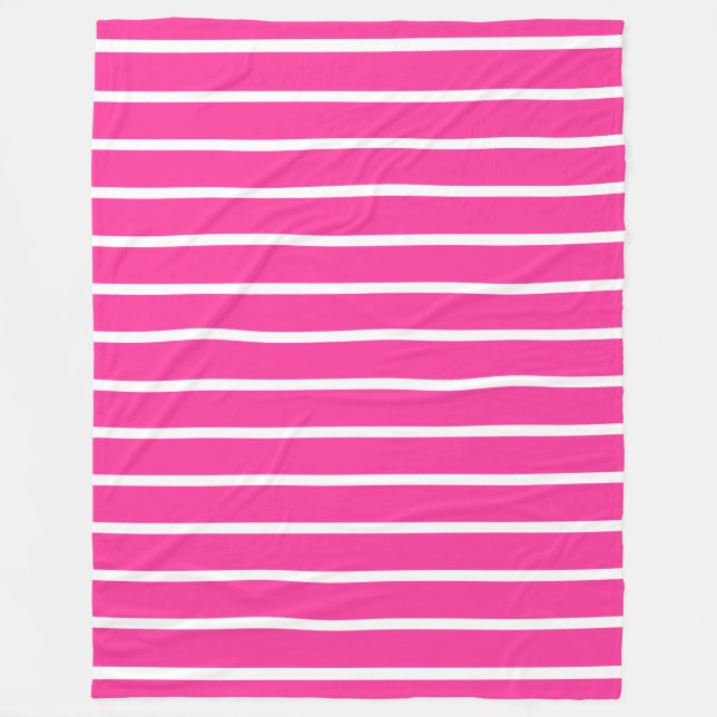 BG Stripes Pattern wride pink + your background Fleece Blanket (Front)