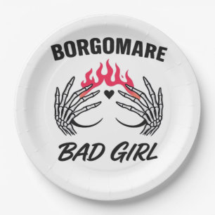 Bgm Bad Girl II Skeleton Heart Hands Edgy Vibe Paper Plate