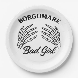 Bgm Bad Girl II Skeleton Heart Hands Edgy Vibe Paper Plate
