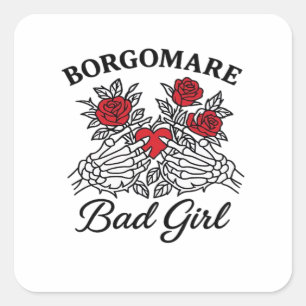 Bgm Bad Girl II Skeleton Heart Hands Edgy Vibe Square Sticker