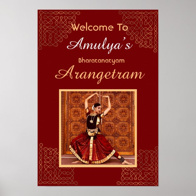 Bharatanatyam Arangetram welcome sign, personalise Poster (Front)