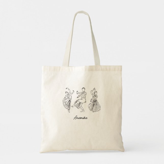 Bharatanatyam Dance custom name Tote Bag (Back)