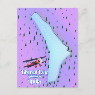 Bhimtal Lake Bhimtal India travel poster. Postcard