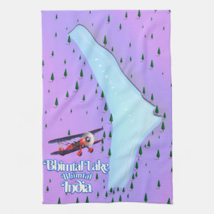 Bhimtal Lake Bhimtal India travel poster. Tea Towel