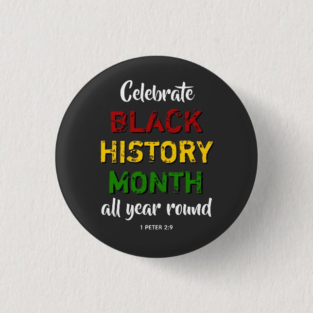 BHM Celebrate Black History Month Bible Christian 3 Cm Round Badge (Front)