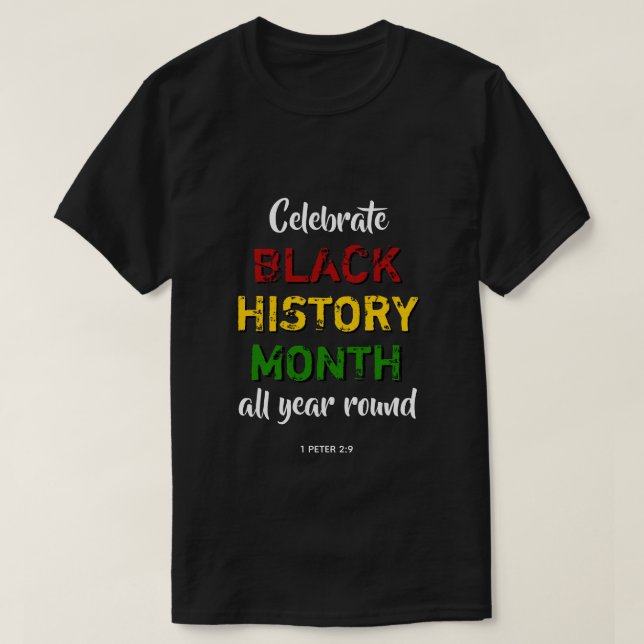 BHM Celebrate Black History Month Bible Christian T-Shirt (Design Front)