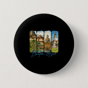 Bhutan Asia Traveling Trip Brushstroke Souvenir Va 6 Cm Round Badge