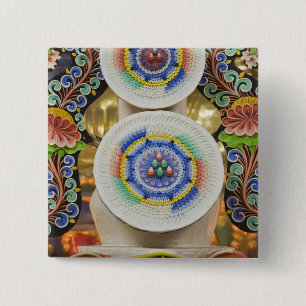 Bhutan. Ceremonial cakes made by monks adorn the 15 Cm Square Badge