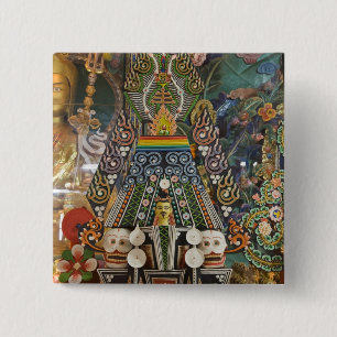 Bhutan. Ceremonial cakes made by monks adorn the 2 15 Cm Square Badge