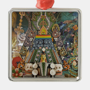 Bhutan. Ceremonial cakes made by monks adorn the 2 Metal Tree Decoration