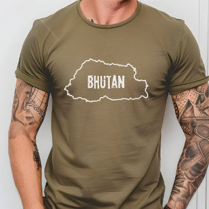 Bhutan Country Map Shirt Bhutanese Outline T-Shirt