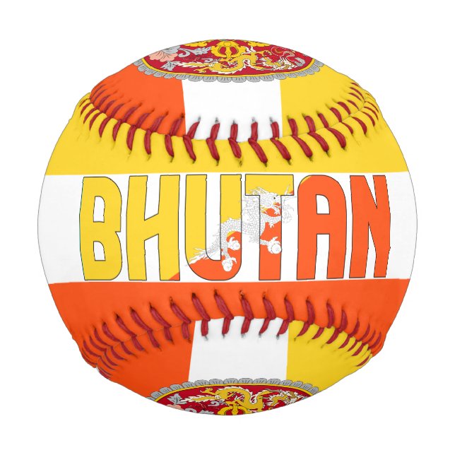 Bhutan Flag and Coat of Arms Patriotic Baseball (Front)