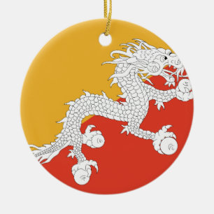 Bhutan Flag Ceramic Tree Decoration