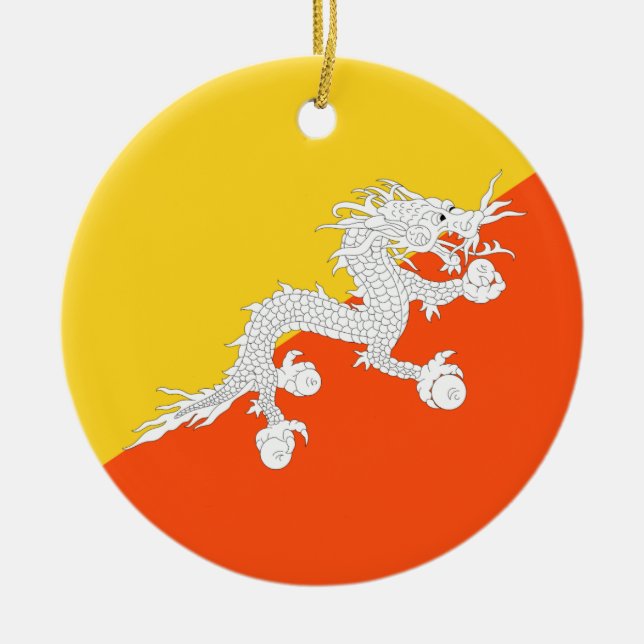 Bhutan flag ceramic tree decoration (Front)