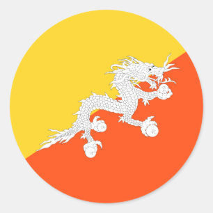Bhutan flag classic round sticker