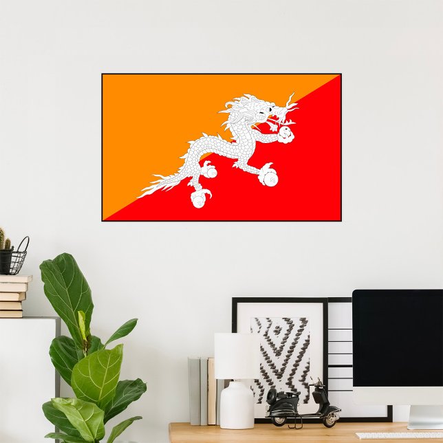 Bhutan Flag Design with White Dragon Poster (Creator Uploaded)