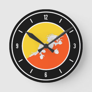 Bhutan Flag Elegant Round Clock