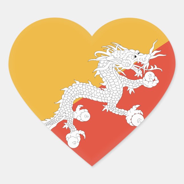 Bhutan Flag Heart Sticker (Front)