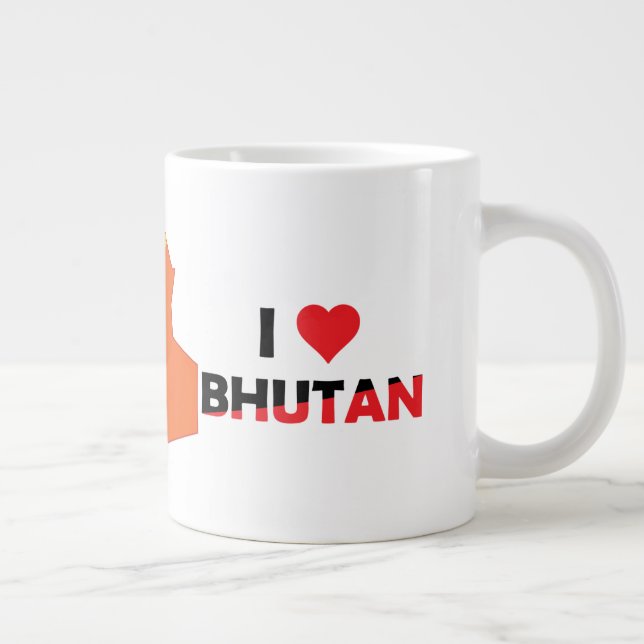 Bhutan Flag In The Country Map Large Coffee Mug (Right)