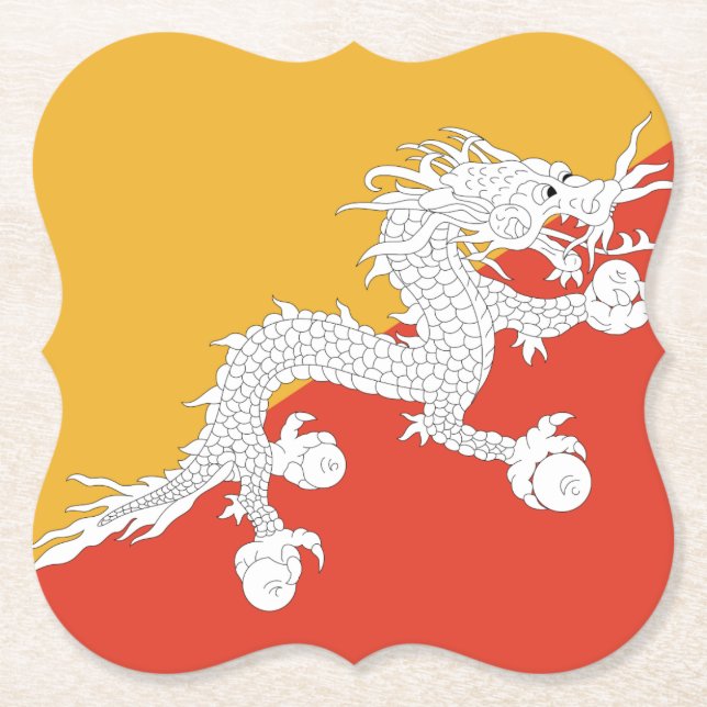 Bhutan Flag Paper Coaster (Front)