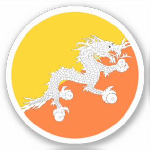 Bhutan Flag Round Sticker