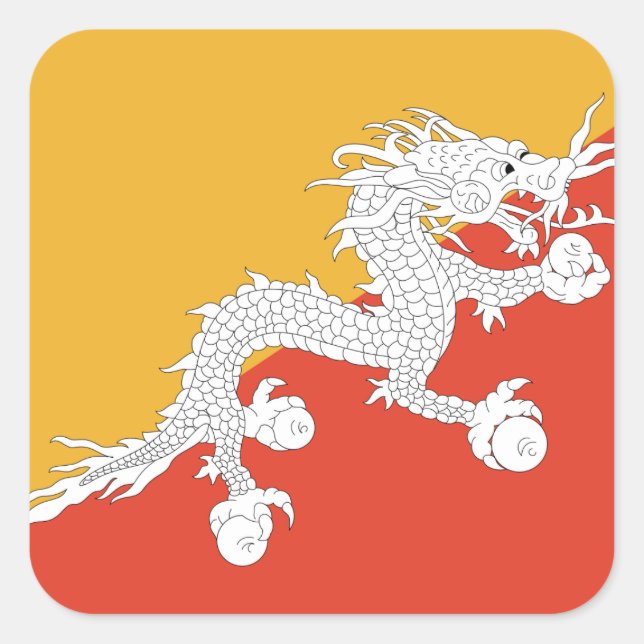 Bhutan Flag Square Sticker (Front)