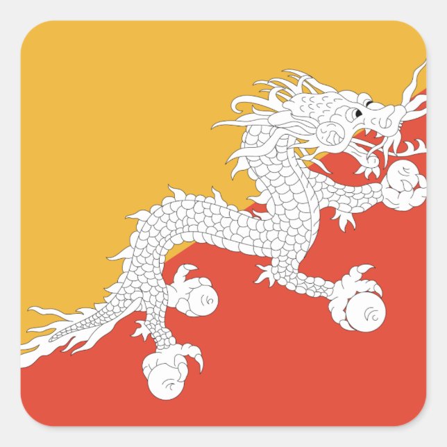 Bhutan Flag Square Sticker (Front)