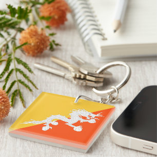 Bhutan Flag with Thunder Dragon Key Ring
