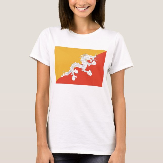Bhutan Flag x Map T-Shirt (Front)
