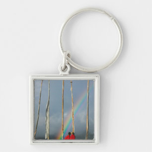 Bhutan, Gangtey village, Rainbow over two Key Ring