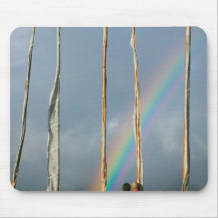 Bhutan, Gangtey village, Rainbow over two Mouse Mat
