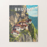 Bhutan Illustration Travel Art Vintage Jigsaw Puzzle<br><div class="desc">Bhutan vector artwork design. Bhutan,  a mystical Himalayan kingdom,  is known for its stunning monasteries,  breathtaking mountain landscapes,  and deep-rooted Buddhist culture.</div>