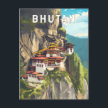 Bhutan Illustration Travel Art Vintage Postcard<br><div class="desc">Bhutan vector artwork design. Bhutan,  a mystical Himalayan kingdom,  is known for its stunning monasteries,  breathtaking mountain landscapes,  and deep-rooted Buddhist culture.</div>