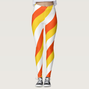 Bhutan National Flag Colours Diagonal Striped Leggings