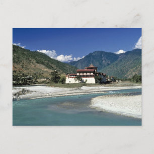 Bhutan, Punaka. The Mo Chhu River flows past Postcard