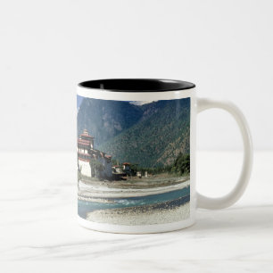 Bhutan, Punaka. The Mo Chhu River flows past Two-Tone Coffee Mug