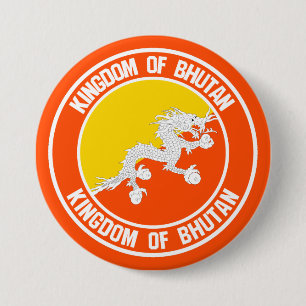 Bhutan Round Emblem 7.5 Cm Round Badge