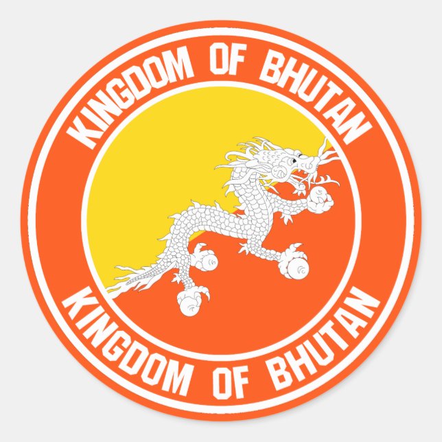 Bhutan Round Emblem Classic Round Sticker (Front)