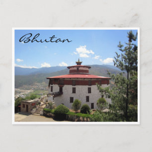 bhutan round museum postcard